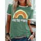 thumbnail image 1 of Camiseta de mujer de manga corta y cuello redondo con estampado de arcoíris Good Vibes, 1 of 4