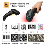 Wireless Barcode Scanner Bluetooth Code Reader 1D/2D QR Bar Code Scanner Support Mobile Phone I Handheld Reader POS Inventory ,Easy to Operate