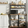 thumbnail image 4 of Multi-Tier Storage Organizer Bookshelf – 6-Tier Bakers Rack with Power Outlet, Microwave Stand, Open Shelves, Wire Basket – Industrial Coffee Bar for Kitchen, Dining, or Kids’ Room – Brown, 4 of 8