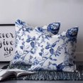 thumbnail image 2 of 18x18 Pillow Covers Set of 2, White Blue Spring Floral Throw Pillow Covers Decorative Couch Cushion Case, Summer Botanical Hummingbird Microfiber Square Pillowcases for Bedroom Car Living Room, 2 of 7