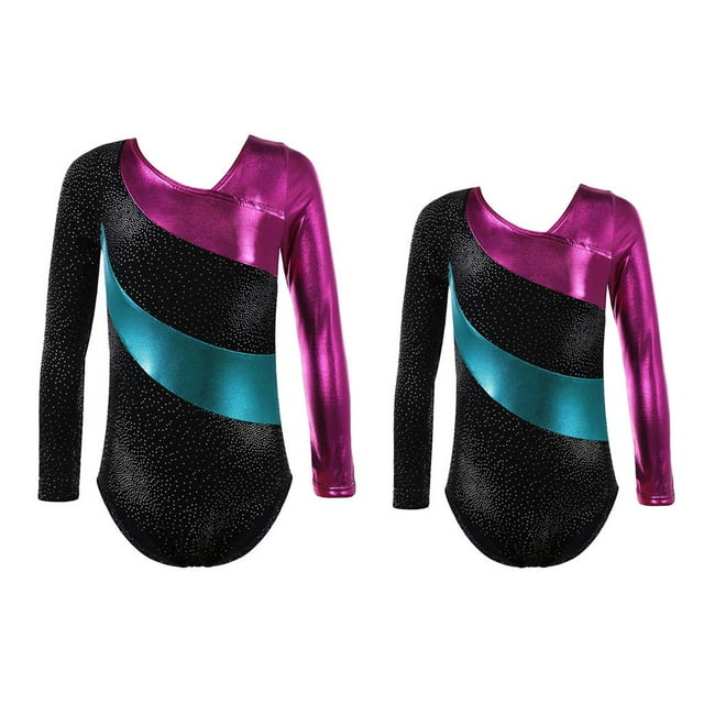 Leotardo de Imitación de Gimnasia de Baile para Niñas Baoblaze Maillot metalizado de manga larga
