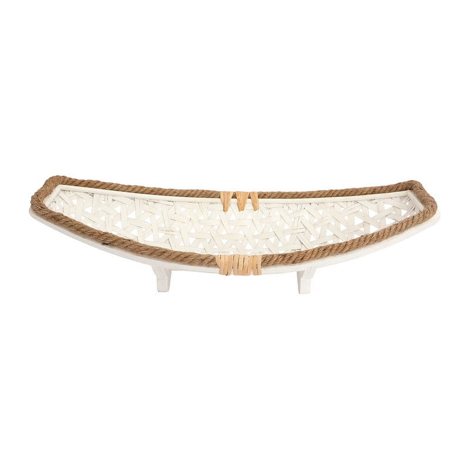 Luna White Metal Boho Rattan Weaved Tabletop Set of 2