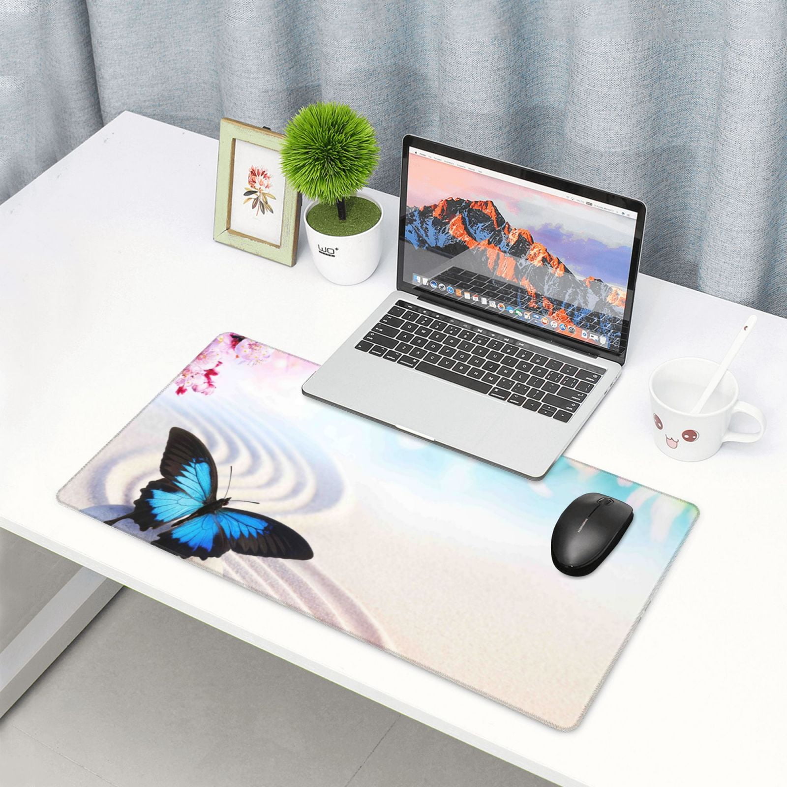 Kdxio Butterfly In Blossoms Zen Print Large Gaming Mouse Pad,Non-Slip Base,Water Resist Keyboard Pad for Gamer,Office & Home,29.5 x 15.8 in