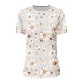 thumbnail image 4 of EGNMCR T-Shirts pour Femmes Mode Femmes Col Rond Manches Courtes Imprimé Bouton Poche Hauts Décontractés, 4 of 4