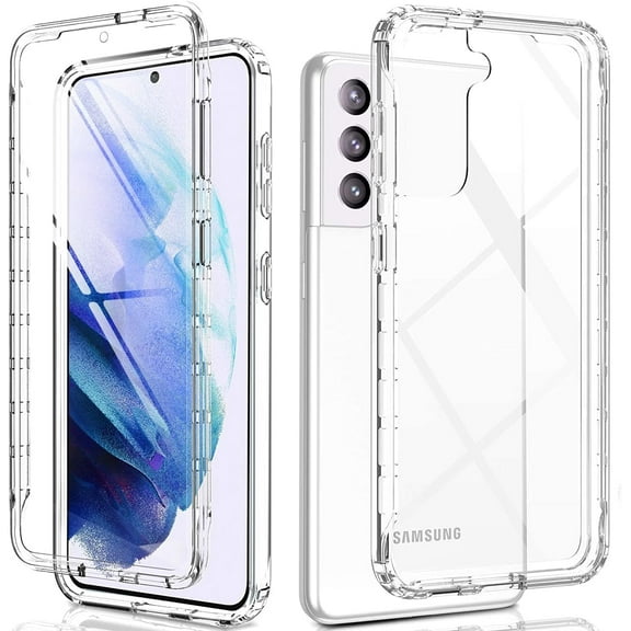 Clear Case for Samsung Galaxy S21, 360 Full Body Protection Heavy Duty Shockproof Dual Layers Design, Raised Hard PC Front Cover with Build in Screen Protector   Flexible TPU Back Phone Case