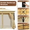 thumbnail image 5 of 10'x10' Outdoor Gazebo Tent with Mosquito Netting and Privacy Screens, Canopy Tent with Double Roofs and Curtains,Patio Canopy for Backyard, Garden, Lawn, Beige, 5 of 8