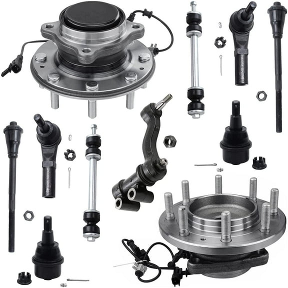 Detroit Axle - 2WD Front Wheel Bearing Hubs Kit for 11-16 Silverado Sierra 2500 HD 11-19 Silverado Sierra 3500 HD Wheel Bearing Hubs Ball Joints Tie Rods Sway Bars Idler Arm Replacement
