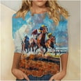 thumbnail image 2 of CYMMPU Loose Fit Crew Neck Tunic Tops Boho Blouses for Women Dressy Casual 3/4 Sleeve Fall Fashion Shirts Spring Tops Floral Printed Lightweight Basic T-Shirts Multicolor XL, 2 of 5