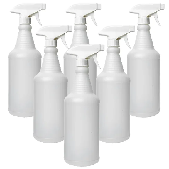 32oz. Plastic Trigger Spray Bottles, Chemical Resistant, Heavy Duty, Commercial, 6-Pack