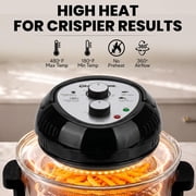 Granitestone 16Qt Large Glass Air Fryer Non Toxic – Family Sized Airfryer Cooker with 3 Cooking Levels, Stainless Steel Racks, Chicken, No Preheat, Self Cleaning, Dishwasher Safe, Black