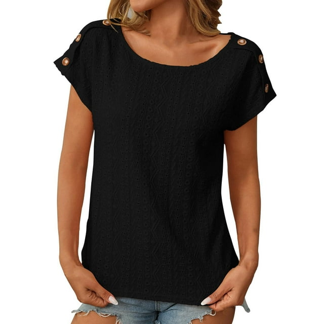 SwiftWear Hauts Roses pour Femmes Manches Courtes Tuniques T-Shirts d'Été Décontractés Col Rond Ample Basique Quotidien