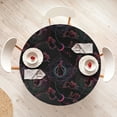 thumbnail image 4 of Ambesonne Psychedelic Fitted Round Tablecloth, Trippy Astro Rabbits, 45"- 56" Diameter, Dark Pink Petrol Blue, 4 of 5