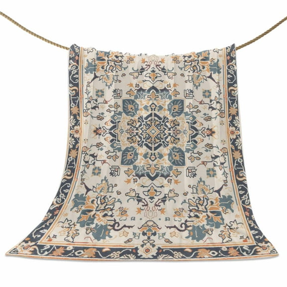 Flannel Fleece Blanket Boho Tribal Super Soft Warm Cozy Throw Blanket Vintage Bohemian Ethnic Style Bed Couch Car Blankets for All Season 60" x 80"
