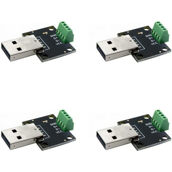 Treedix 4PCS USB Type A Male Breakout Board USB to DIP Adapter Board 4pin 2.54mm Pitch for DIY USB Power Supply Breadboard