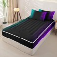thumbnail image 2 of Erosebridal Futuristic Stripes Zipper Twin Comforter Sets with Fitted Sheet and 2 Pillowcases,Gradient Ombre Pattern Zipper Bedding Set,Teal Purple Black,Black Reversible, 2 of 6