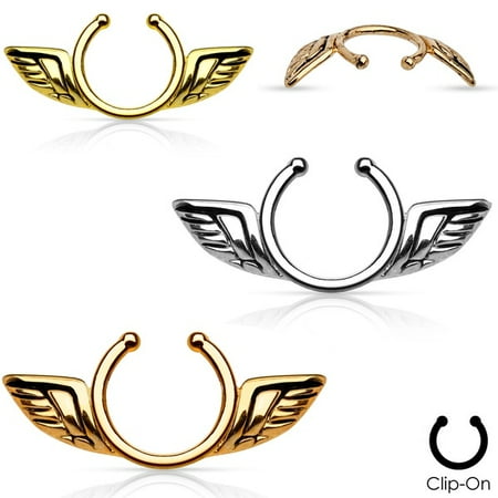 Piercing Clip - Non-Piercing Nipple Clip - Angel Wings Design - 3 Colors Available - Sold Each