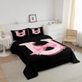 thumbnail image 3 of Erosebridal Kawaii Initial Letter Bedding Sets Twin with Comforter, Monogrammed U Duvet Insert, Ribbon Cow Reversible Comforter Sets Twin Size, Ultra Soft Bedroom Decoration, 2pcs, 3 of 8