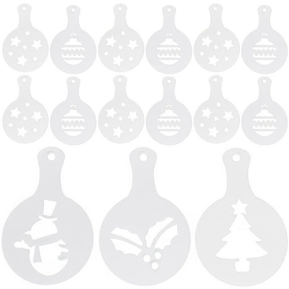 BALAHAPY 16Pcs Coffee Decoration Stencils Plastic Latte Art Templates for Home Restaurant Use
