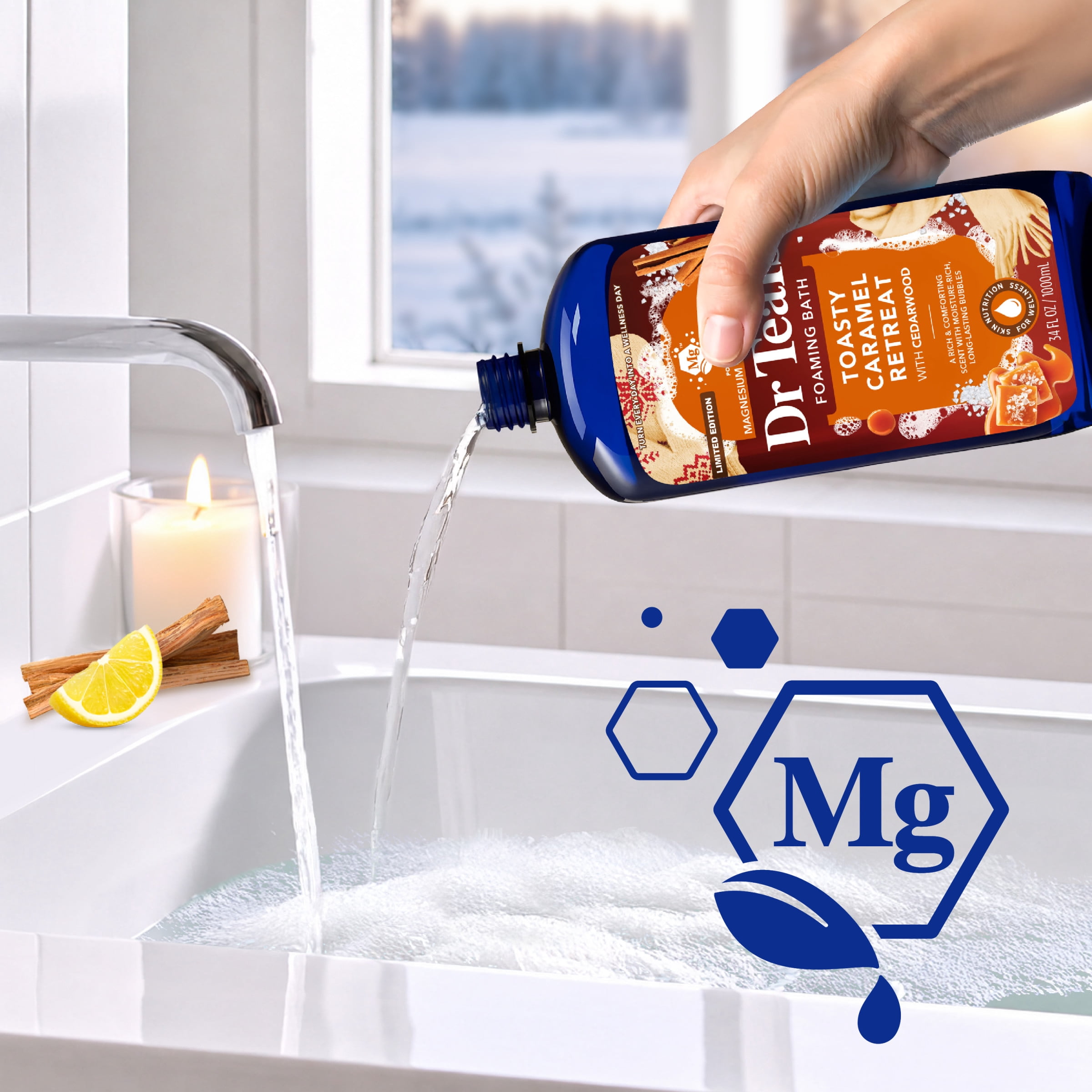 Dr Teal's Toasty Caramel Foaming Bubble Bath, Epsom Salt & Essential Oils, 34 fl oz