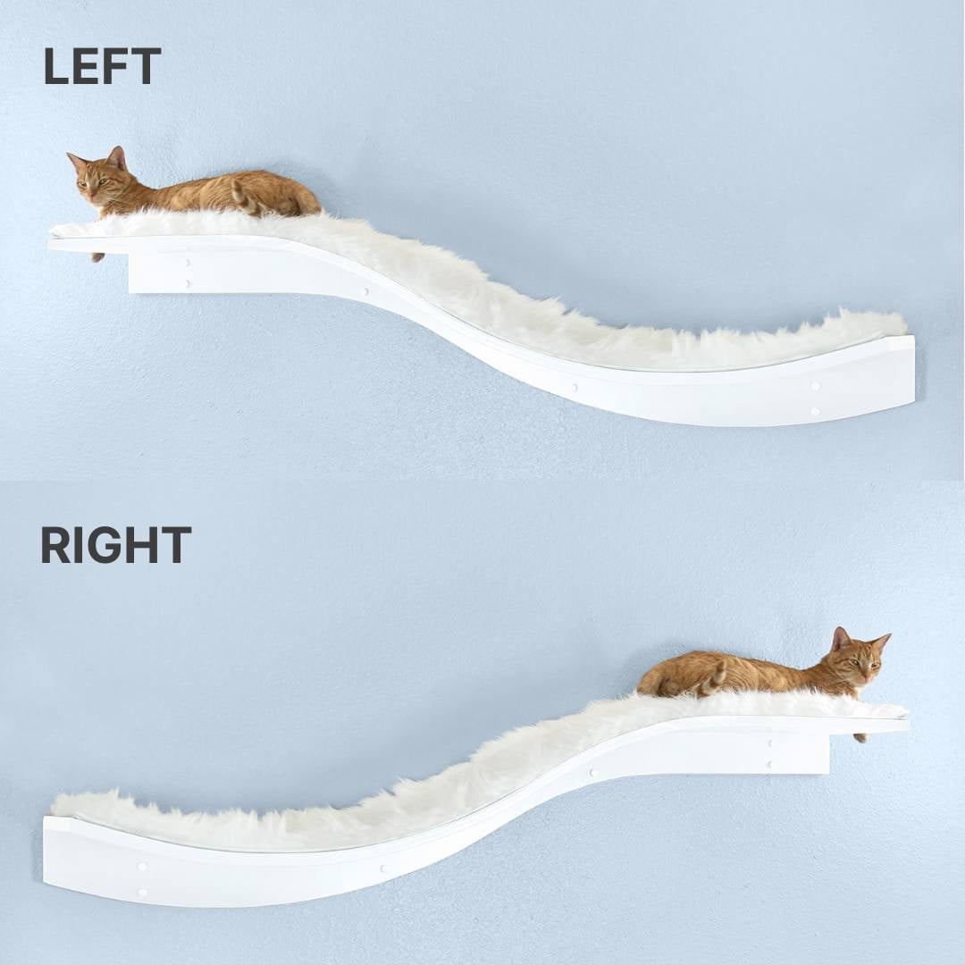 The Refined Feline Lotus Branch Cat Shelf Right Facing - Wall-Mounted Wood Cat Furniture With Replaceable Carpet