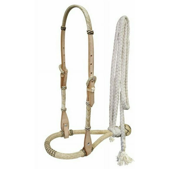 Showman Leather Rawhide Braided Show Bosal w/ Mecate Cotton Reins