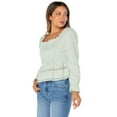 thumbnail image 3 of Celebrity Pink Women's Smocked Ruffle Long Sleeve Top, Sizes XS-XXXL, 3 of 5