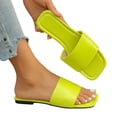 thumbnail image 4 of KIJBLAE Women's Solid Color Square Toe Flat Slides, Wide Width Non Slip Casual Slippers for Beach Pool Summer Yellow 36, 4 of 9