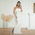 thumbnail image 4 of nvzhuang Women Off-shoulder Sleeveless Dress Summer Strapless Bodycon Party Dress Beach Streetwear, 4 of 7