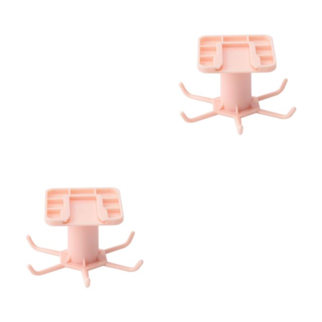 kurtrusly Kitchen Hanger Self-adhesive Replacement Solid Color Rotatable 6 Claw Detachable Cup Brush Rack Holder Accessories Pink 2Set