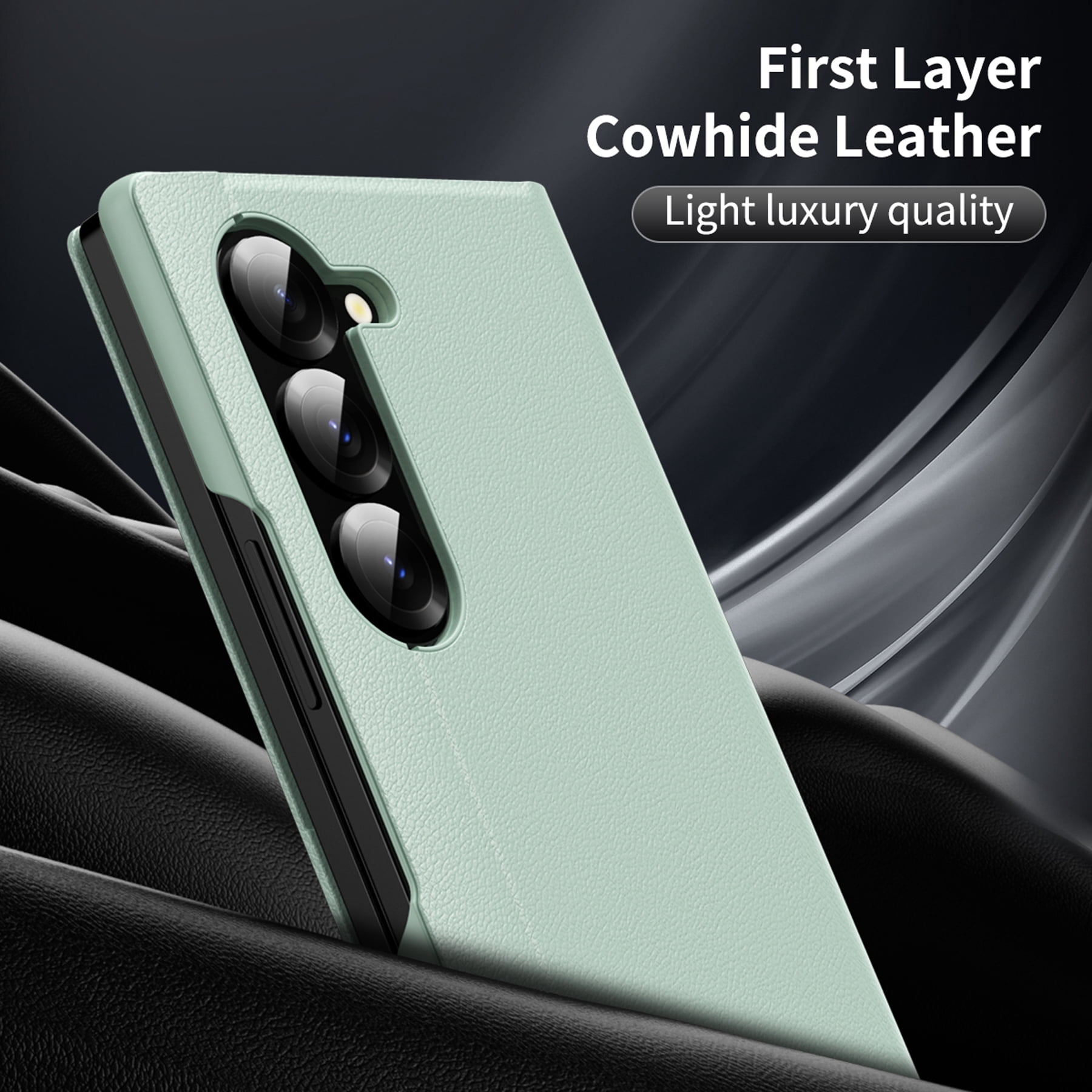 For Samsung Galaxy Z Fold 7 Case PU Leather Flip Case,With Intelligent Window,With Card Holder,Anti-fall Rugged Shockproof Protective Phone Case Cover for Samsung Galaxy Z Fold 7,Green
