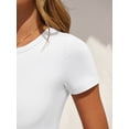 thumbnail image 6 of ANRABESS Bodysuits for Women, Women's Short Sleeve Bodysuit Stretchy Comfy T-shirt Round Neck Basic Body Suit Tops Casual Outfits 2026 White XS, 6 of 13