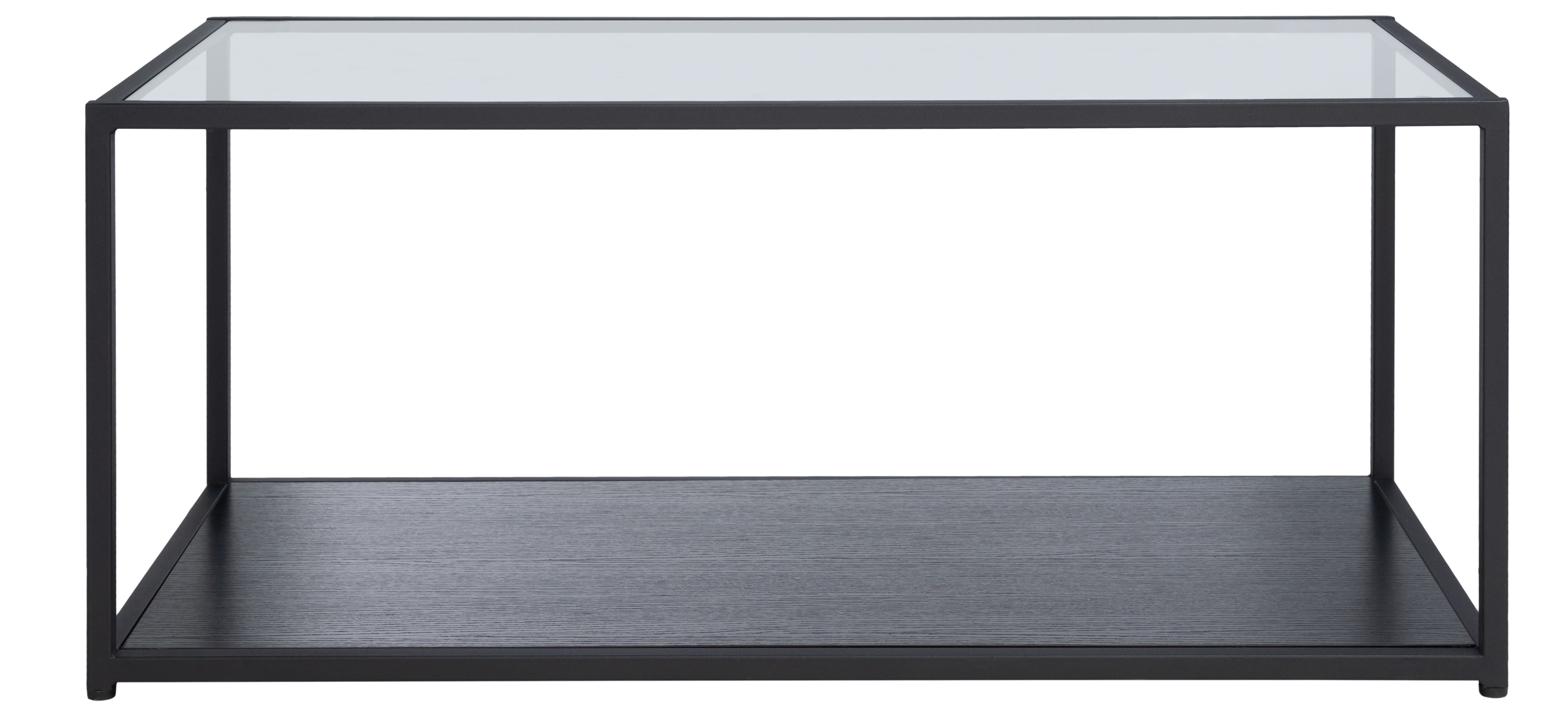 SAFAVIEH Ackley Contemporary Solid Coffee Table, Black with Glass Top (39.4 in. W x 19.7 in. D x 16.5 in. H)