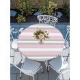 thumbnail image 6 of Pink Grey Stripe Round Fitted Tablecloth with Elastic Edge, Waterproof Table Cloth Table Cover for 45"-54" Tables, Farmhouse Modern Art Striped Tablecloths for Dining Picnic Indoor Outdoor, 6 of 9
