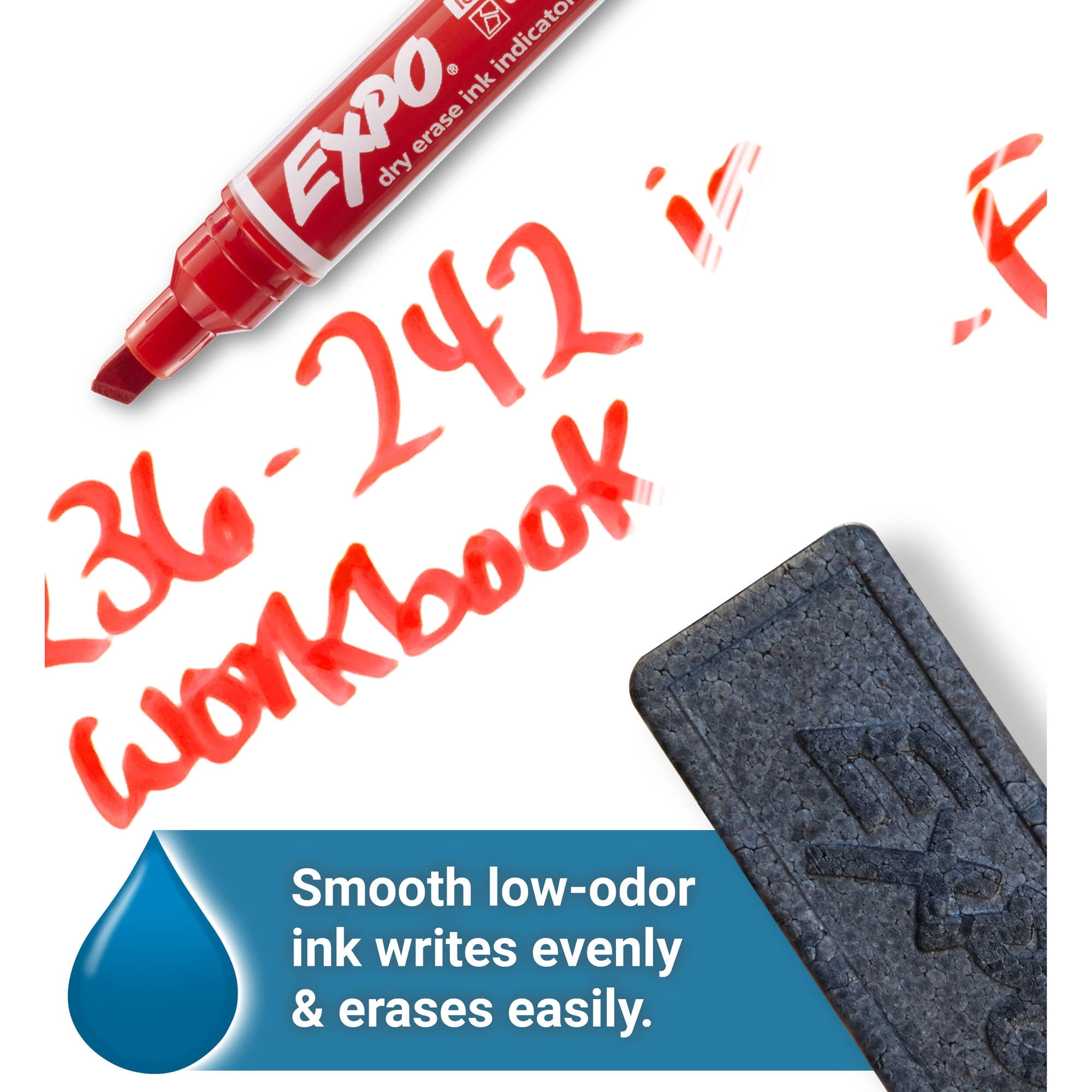 EXPO Dry Erase Markers with Ink Indicator, Chisel Tip, Black, 2 Pack