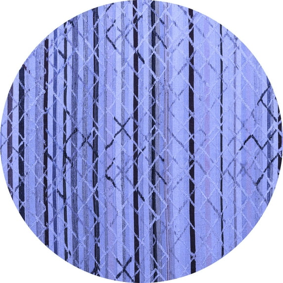 Ahgly Company Machine Washable Indoor Round Abstract Blue Modern Area Rugs, 3' Round