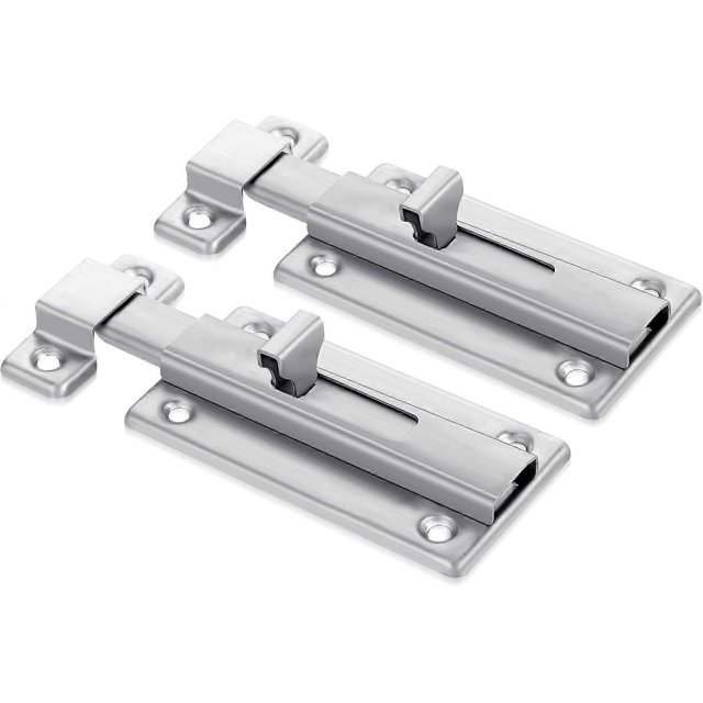 Pestillo de puerta de baño de 2 piezas, pernos de puerta de 4 pulgadas con tornillo de acero inoxidable