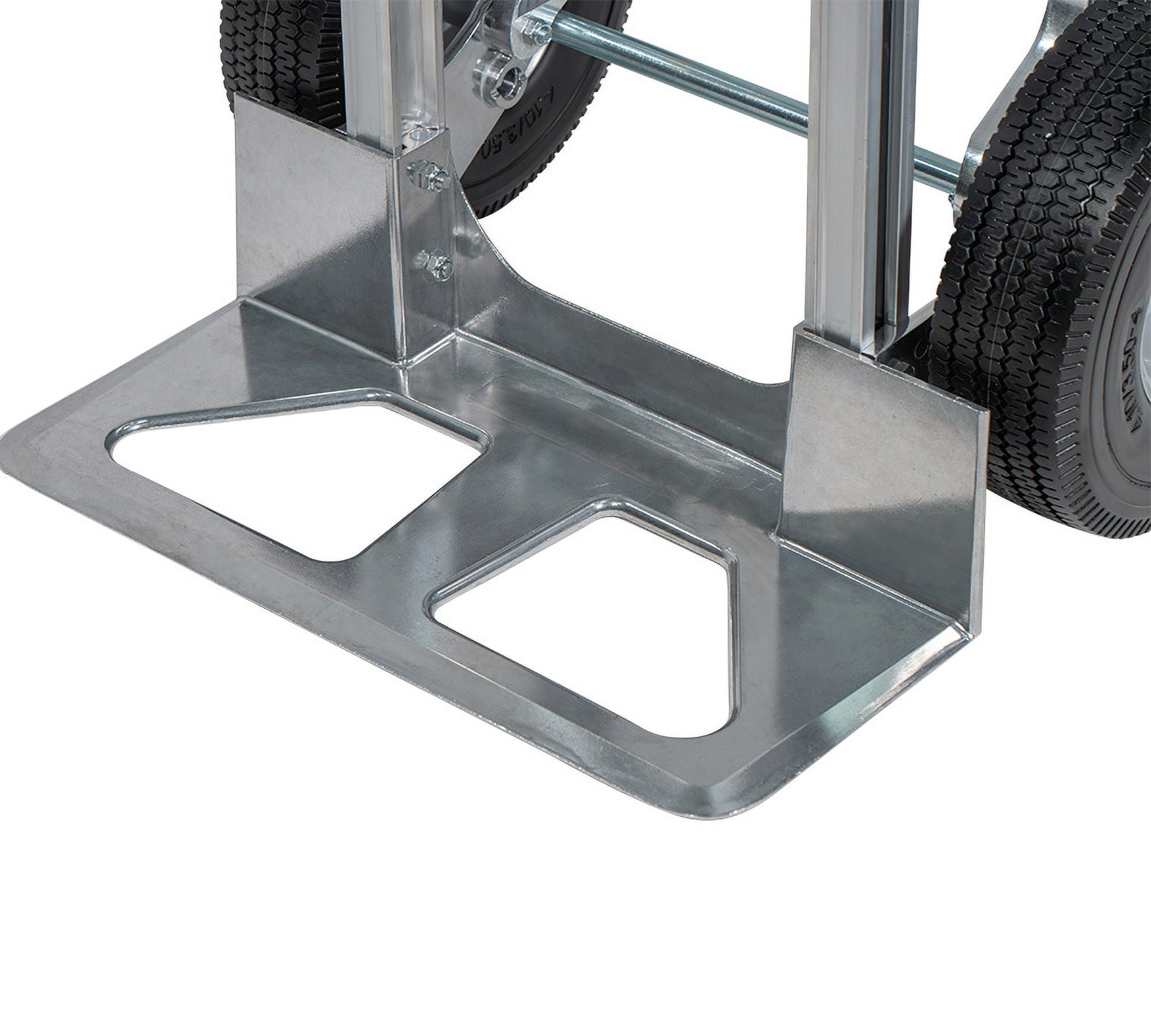 600 lbs Dual Handle Aluminum Hand Truck Heavy Duty Dolly with 10" Solid Caster Wheels - Large Hand Truck with Skid Bars  - 52.3" x 17.5" with 19.3" x 7.5" Nose Plate