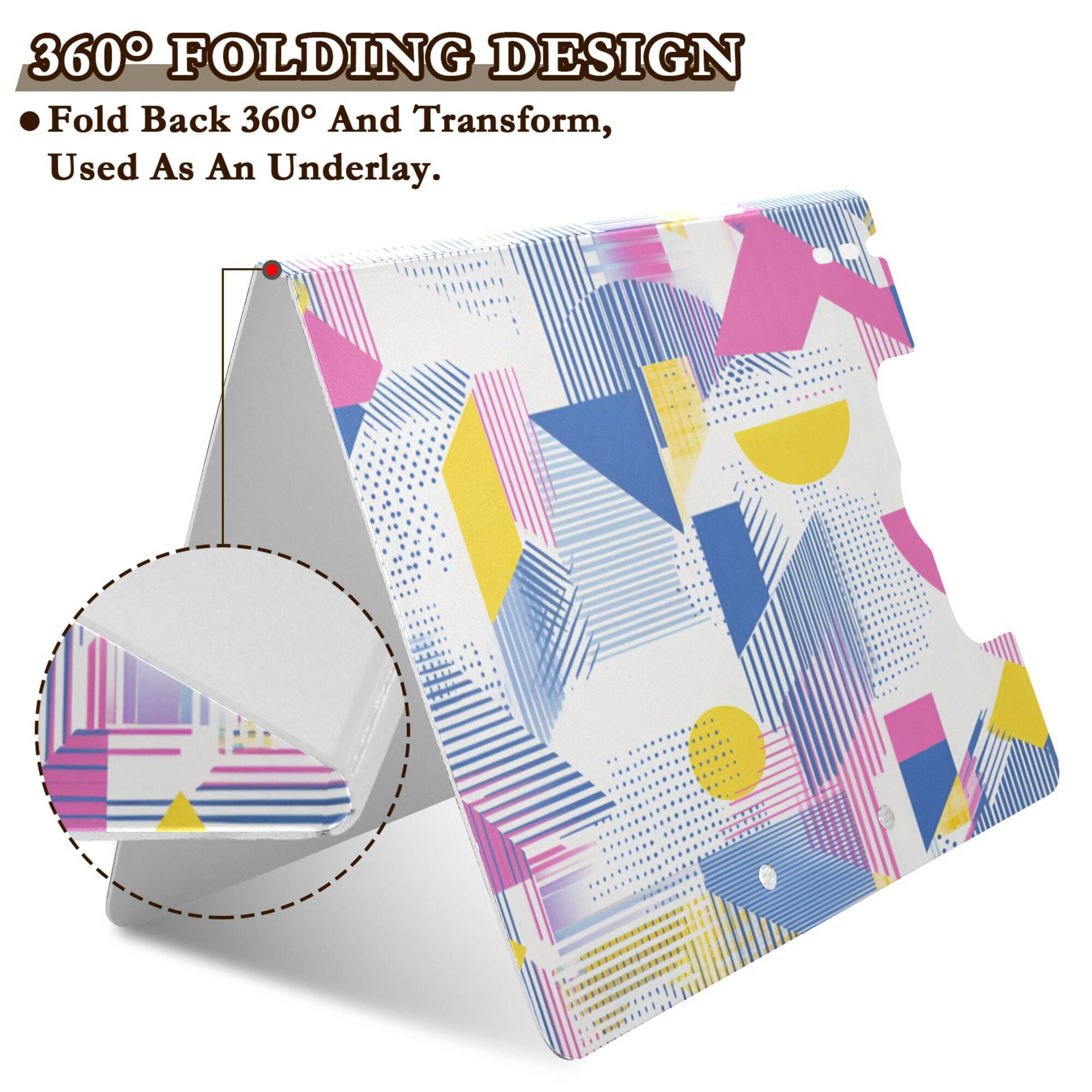 FORMRS A4 Clipboard Folder with Pen Holder Horizontal Foldable School Office Binder, Retro Simple Shapes