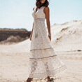 thumbnail image 1 of Boho Long Dress Women Summer Lace V Neck Flare Sleeve Sexy Maxi Dress Lady Holiday Party Beach Wedding Dresses Vestidos De MujerL&China Gao Jinjia LED, 1 of 2