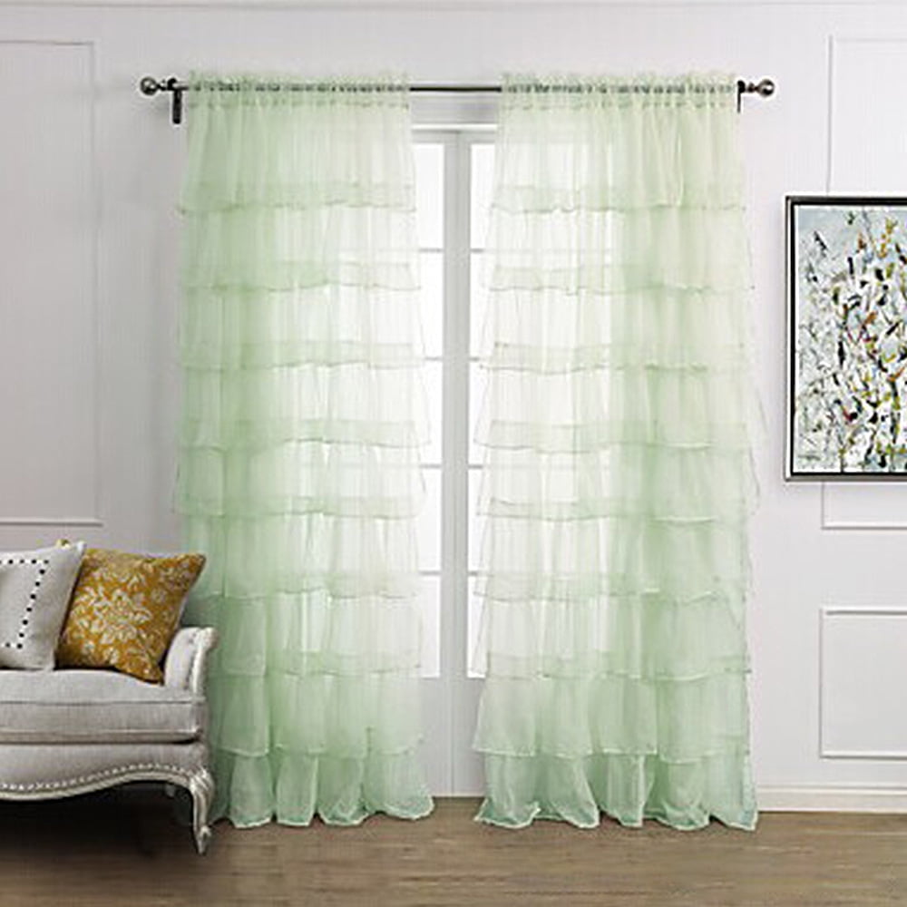 4 COLOURS CURTAINS WHITE CRUSHED VOILE WITH LUXURY LACES AMAZING FOR YOU HOME 