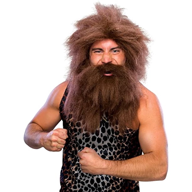 Peluca Y Barba De Neandertal Para Halloween Y Carnaval, Estilo Hombre Primitivo Salvaje