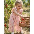 thumbnail image 6 of BemeyourBBs Toddler Baby Girl Summer Clothes Baby Girl Pink Cherry Outfit Smocked Romper 6 12 18 24Months 2 3 4 Years Cherry Print Flying Sleeve Wide Leg Pants Jumpsuit, 6 of 9