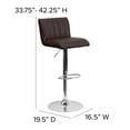 thumbnail image 6 of Flash Furniture Contemporary Brown Vinyl Adjustable Height Barstool with Vertical Stitch Back/Seat and Chrome Base, 6 of 12