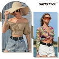 thumbnail image 3 of Women Braided Rattan Wide Belt Woven Waist Belt With Half-Circle Buckle for Summer Dress Jeans Pants, 3 of 7