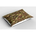thumbnail image 2 of Ambesonne Camo Pillow Sham 2 Pack, Summer Mosaic Pattern, 30"x20", Green Brown Dark Brown, 2 of 3