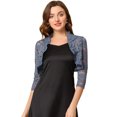thumbnail image 1 of INSPIRE CHIC Women's Elegant Ruffle Collar Front 3/4 Sleeve Lace Shrug Top, 1 of 5