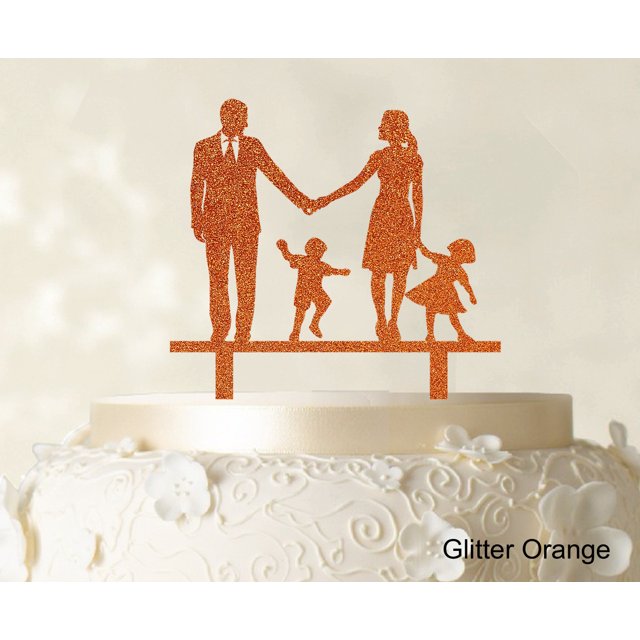 Wedding Cake Topper Family Silhouette Bride And Groom With Child Cake Toppers Color Option Available 6-7 Inches Wide