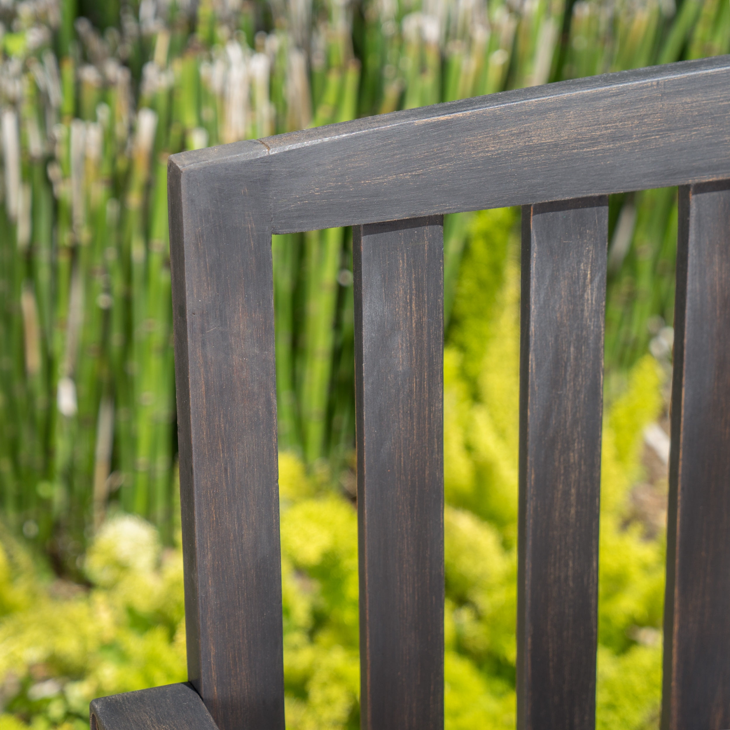 Noble House Lilo Outdoor Durable Acacia Wood Bench - Dark Grey