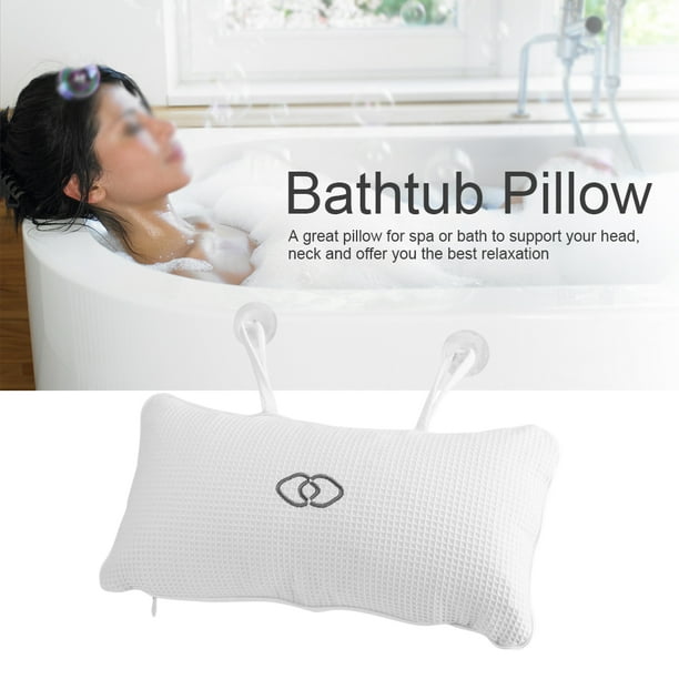 FAGINEY AntiMold Bathtub Spa Pillow, NonSlip 2 Strong Suction Cups, Bath Pillows for Tub, Head