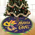 thumbnail image 4 of Mardi Gras Colorful Carnival Tree Skirt, Mardi Gras Holiday Party Decorations Masquerade Party Mask Beads Confetti Feather Xmas Tree Mat 48 inch for Holiday Party Supplies Rustic Ornaments Tree Skirt, 4 of 6